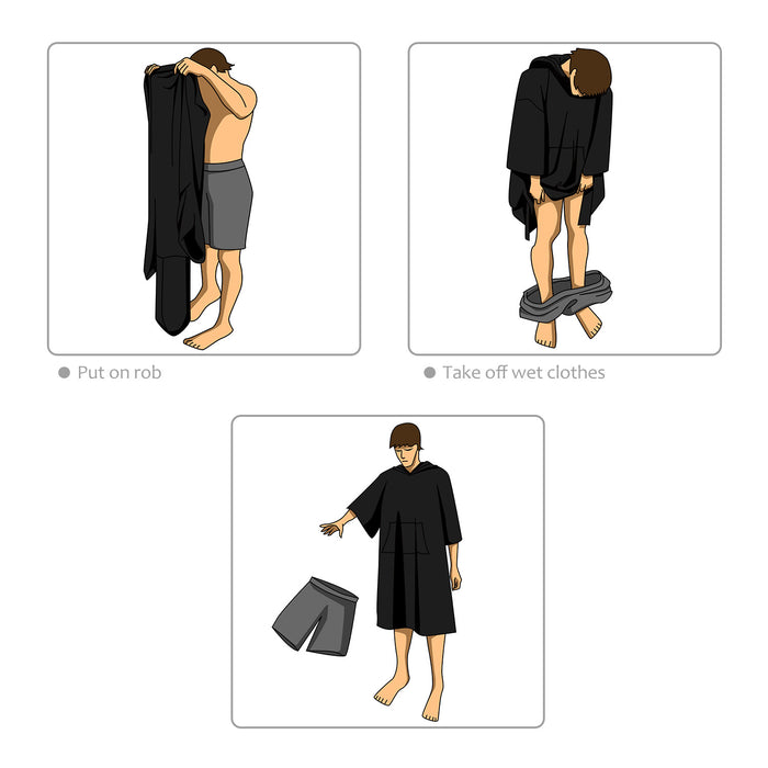 Microfiber Surf Poncho Changing Towel Robe with Pocket