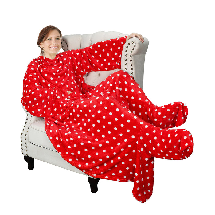 Fleece Wearable Blanket With Sleeve & Foot Pocket