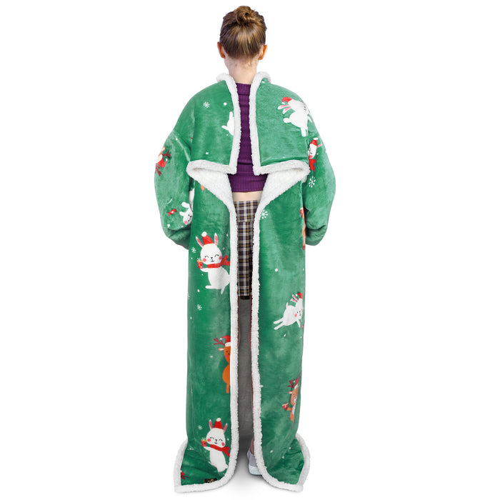 Christmas Spirit Sherpa Wearable Blanket With Sleeve