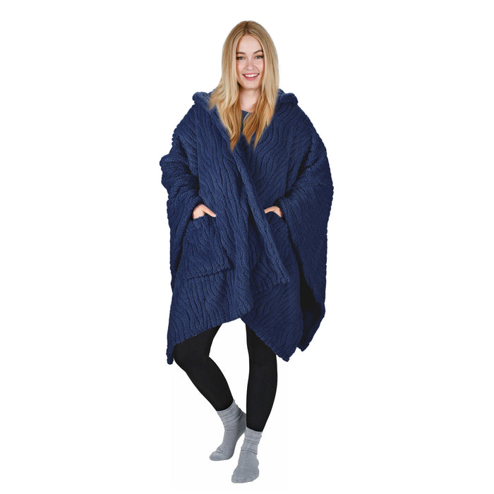 Sherpa Wearable Blanket Cape With Hood