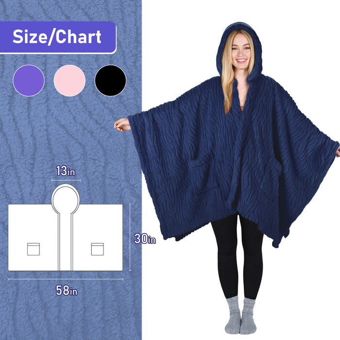 Sherpa Wearable Blanket Cape With Hood