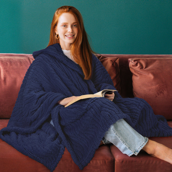 Sherpa Wearable Blanket Cape With Hood