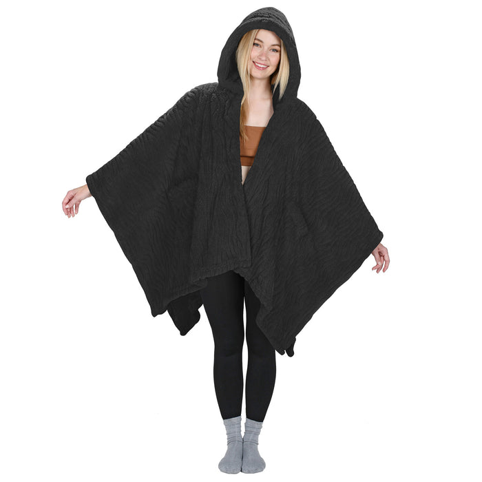 Sherpa Wearable Blanket Cape With Hood