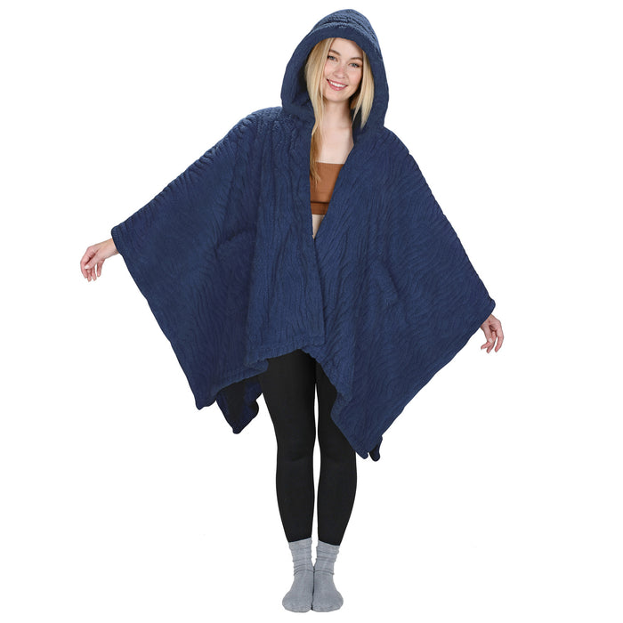 Sherpa Wearable Blanket Cape With Hood