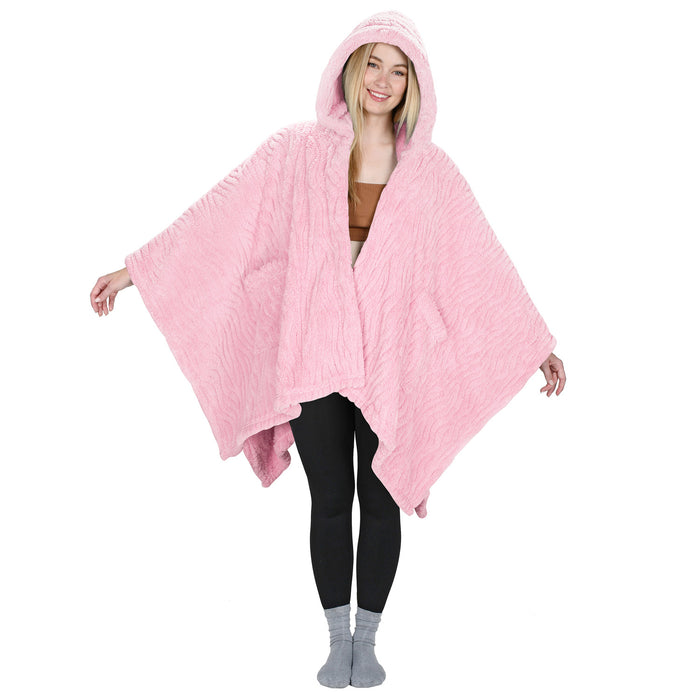 Sherpa Wearable Blanket Cape With Hood