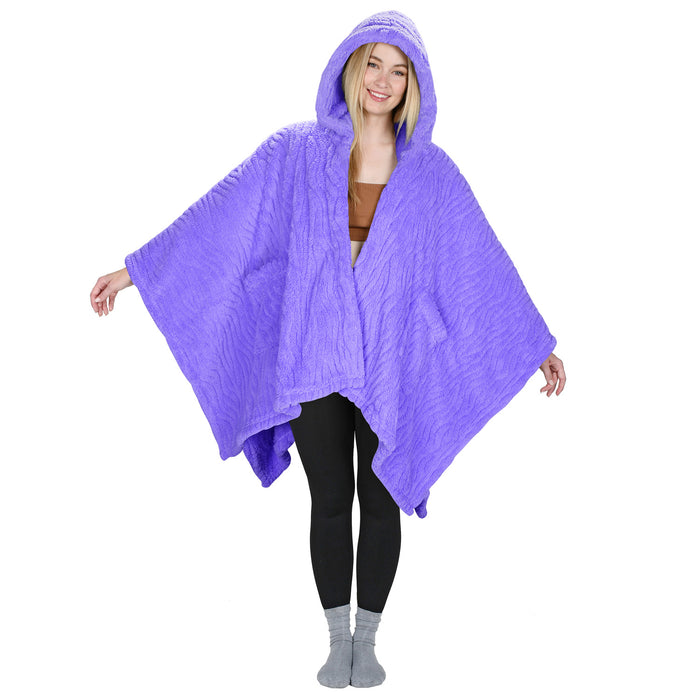 Sherpa Wearable Blanket Cape With Hood