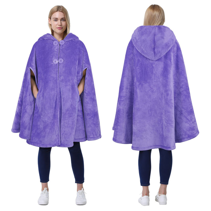 Hooded Sherpa Blanket Poncho Coat