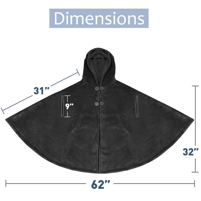 Hooded Sherpa Blanket Poncho Coat