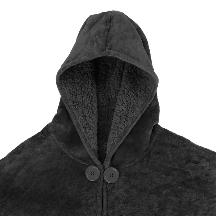 Hooded Sherpa Blanket Poncho Coat