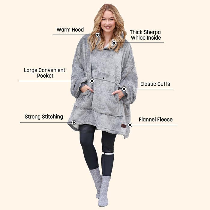 Classic Sherpa Fleece Oversized Hoodie Blanket