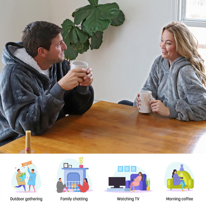 Classic Sherpa Fleece Oversized Hoodie Blanket