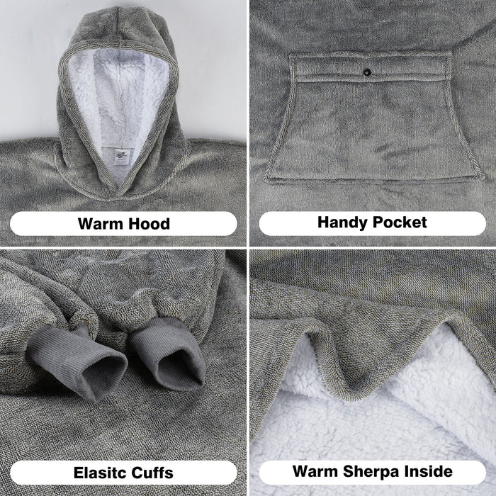 Classic Sherpa Fleece Oversized Hoodie Blanket