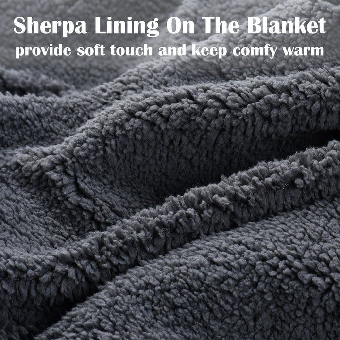 Plaid Sherpa Polar Fleece Waterproof Blanket