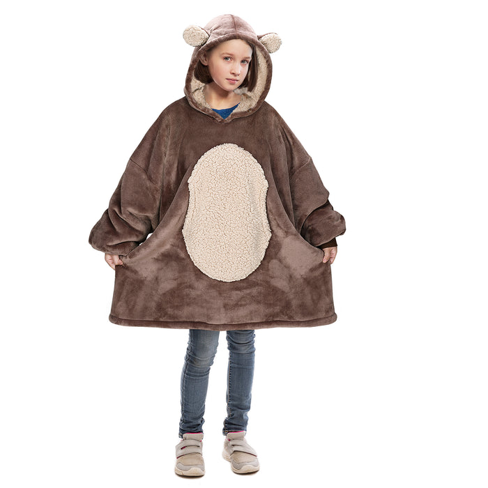 Kid Animal World Sherpa Oversize Hoodie Blanket