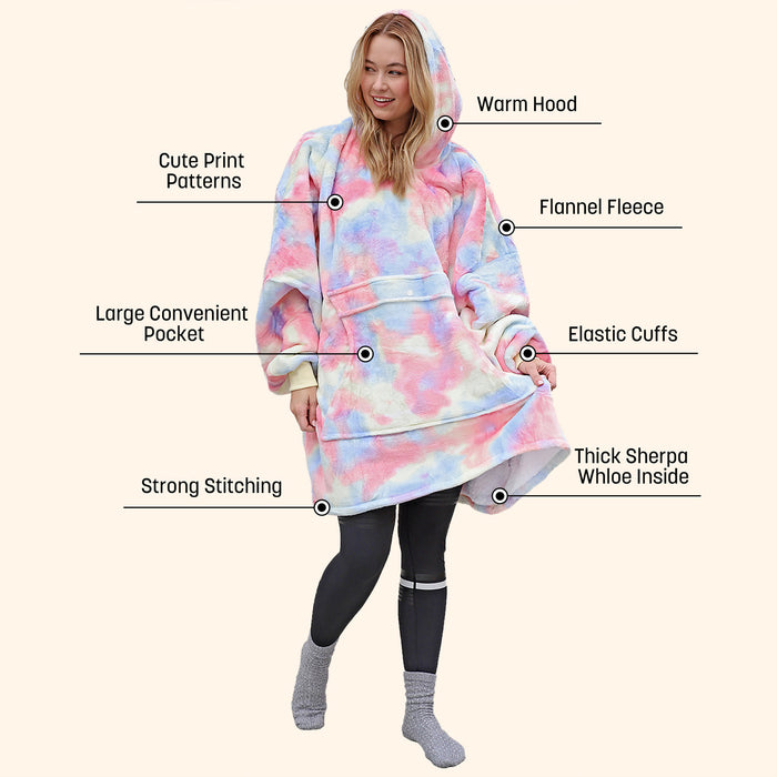 Funny Pattern Sherpa Oversize Hoodie Blanket