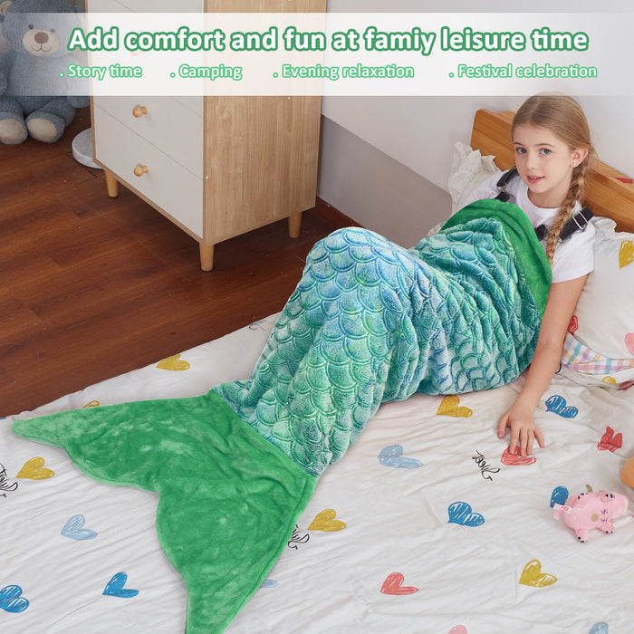 Glow in the Dark Flannel Mermaid Tail Blanket