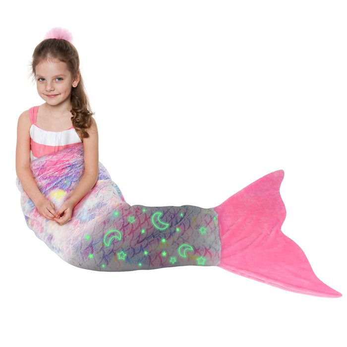 Glow in the Dark Flannel Mermaid Tail Blanket