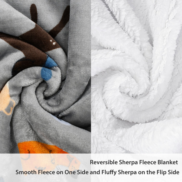 Pet Pattern Sherpa Wearable Blanket With Sleeve & Foot Pocket
