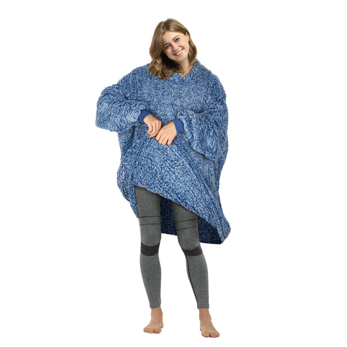 Snow Fluffy Berber Fleece Oversize Hoodie Blanket