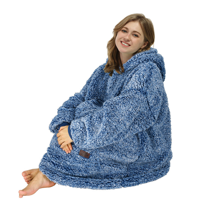 Snow Fluffy Berber Fleece Oversize Hoodie Blanket