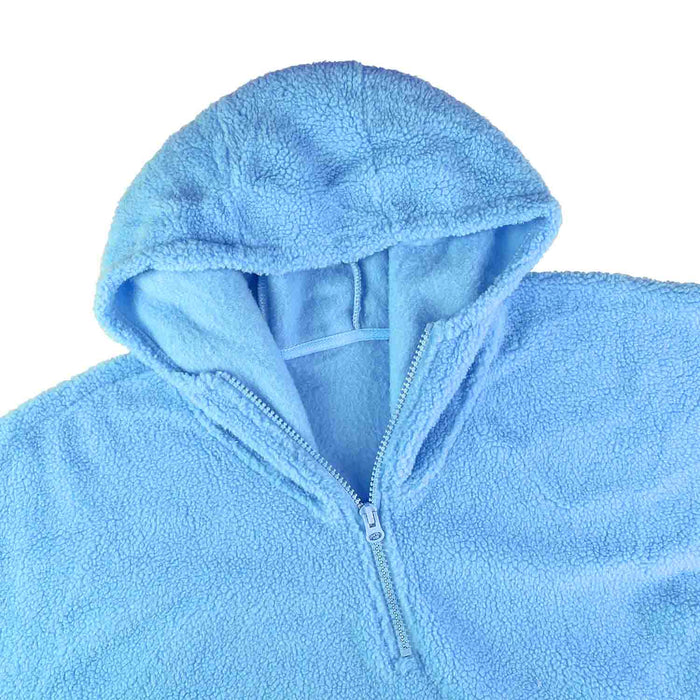 Quarter Zipper Faux Shearling Oversized Hoodie Blanket