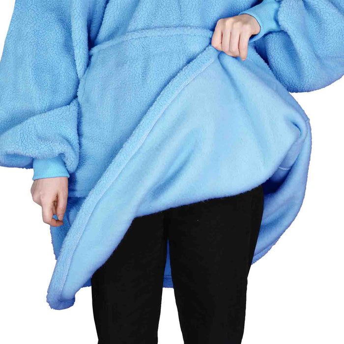 Quarter Zipper Faux Shearling Oversized Hoodie Blanket