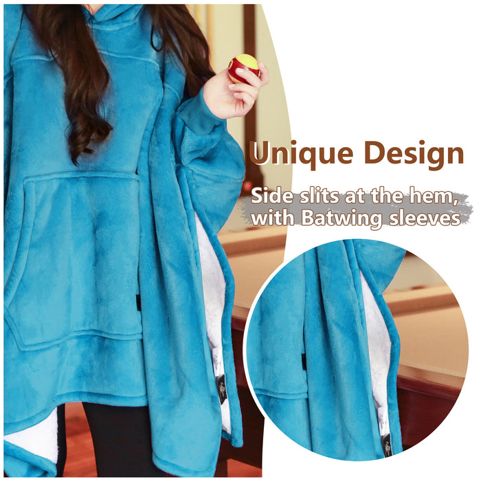 Split  Sherpa Oversize Hoodie Poncho