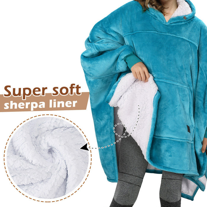 Split  Sherpa Oversize Hoodie Poncho