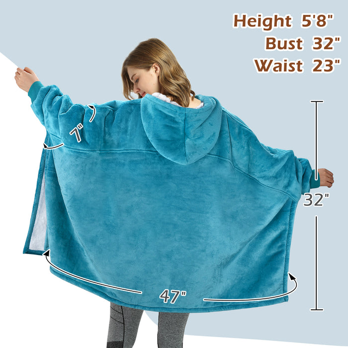 Split  Sherpa Oversize Hoodie Poncho