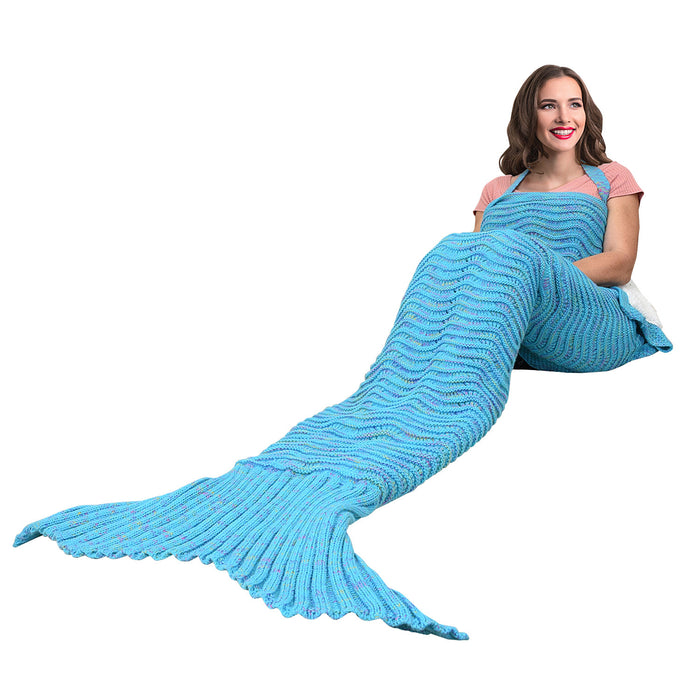 Adults Sherpa-Lined Knit Mermaid Blanket