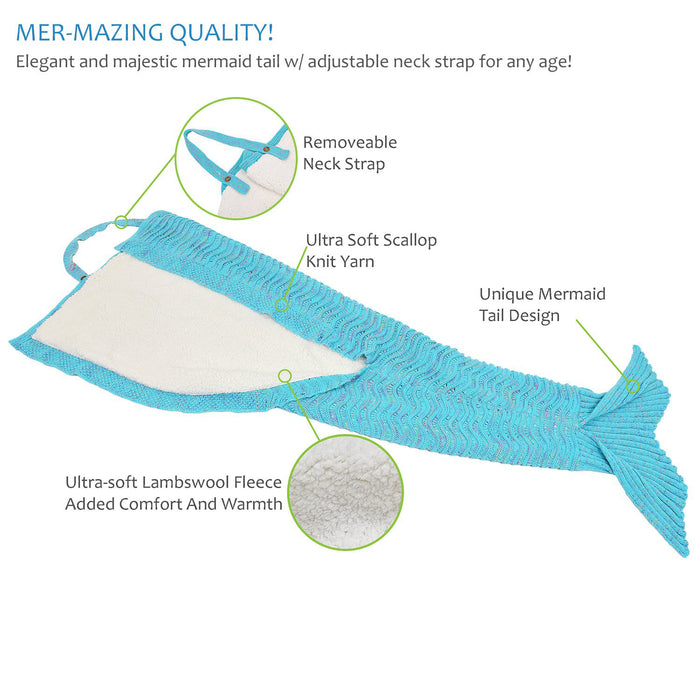 Adults Sherpa-Lined Knit Mermaid Blanket