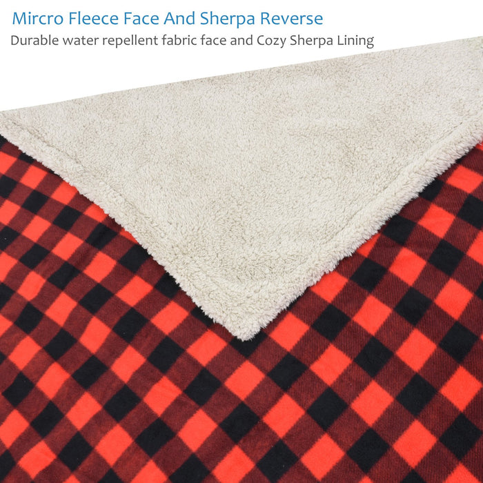 Plaid Sherpa Polar Fleece Waterproof Blanket