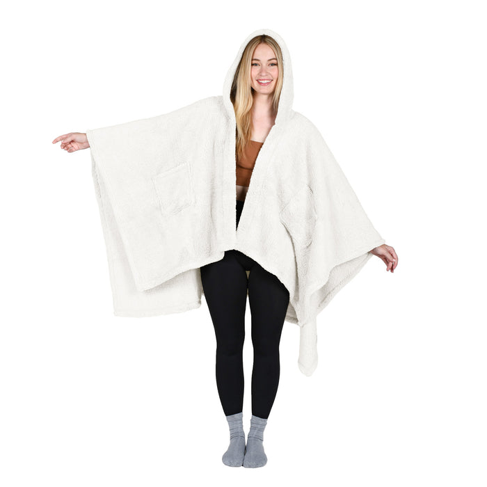 Sherpa Wearable Blanket Cape With Hood