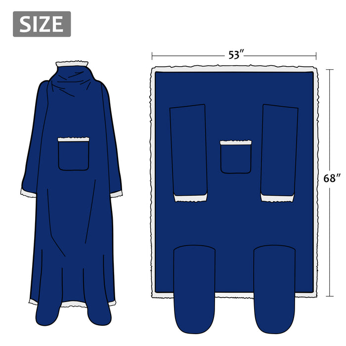 Sherpa Wearable Blanket With Sleeve & Foot Pocket