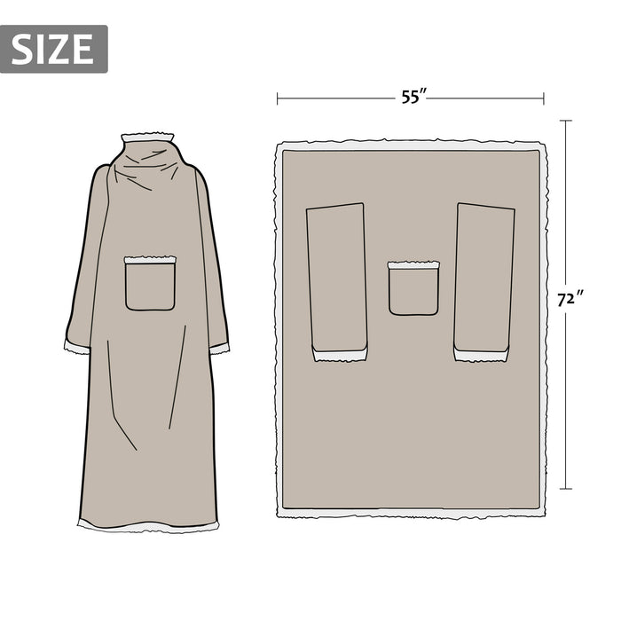 Classic Sherpa Wearable Blanket With Sleeve