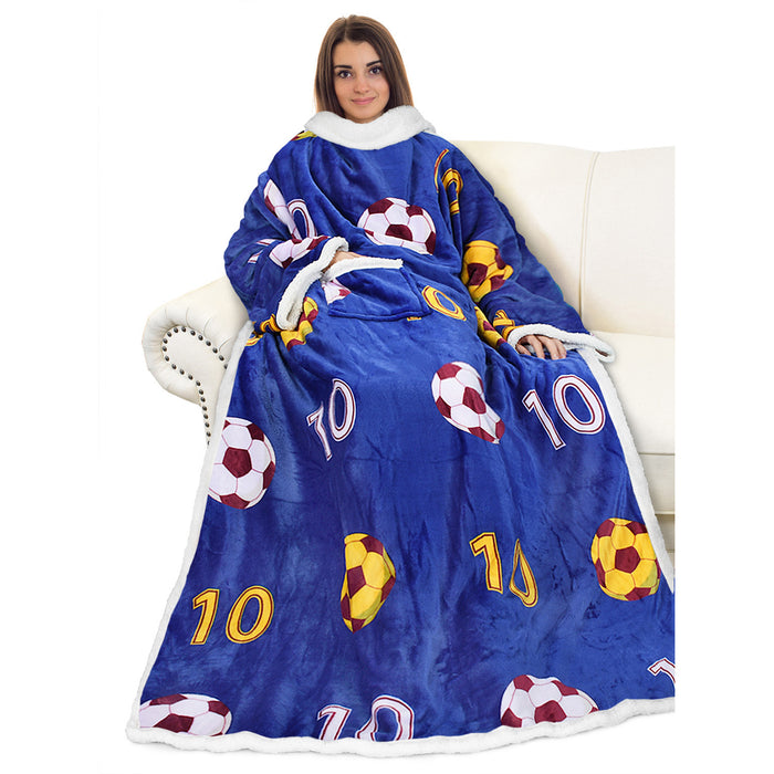 Sports Fanatic Sherpa Wearable Blanket With Sleeve