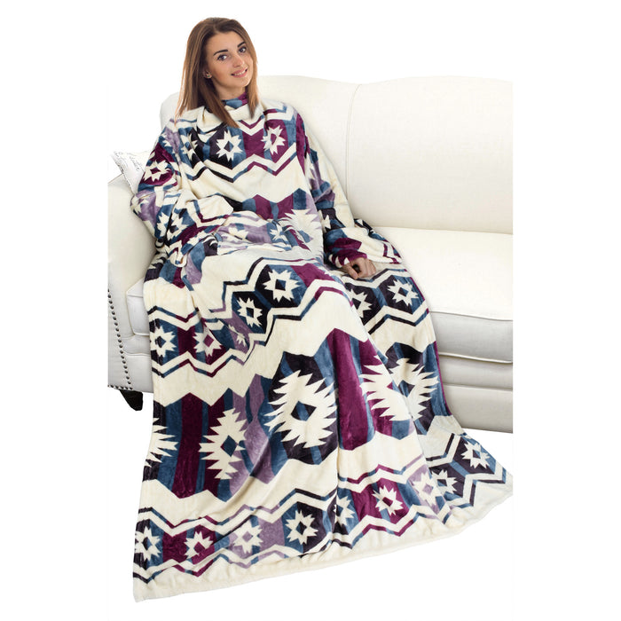 Southwest Fleece Wearable Blanket With Sleeve