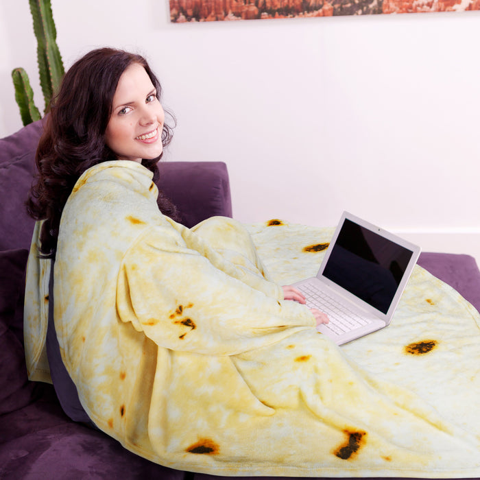 Tortilla Fleece Wearable Blanket with Sleeves