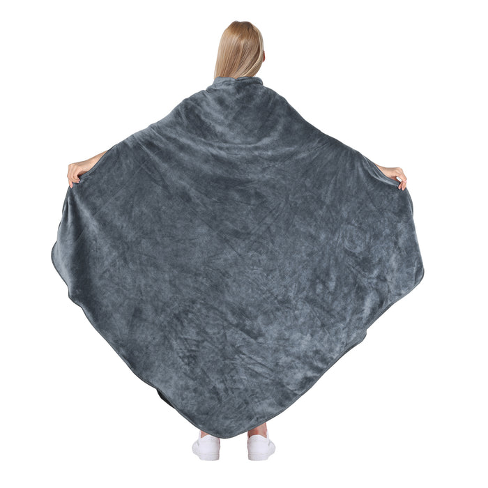No Button Fleece Wearable Blanket Poncho