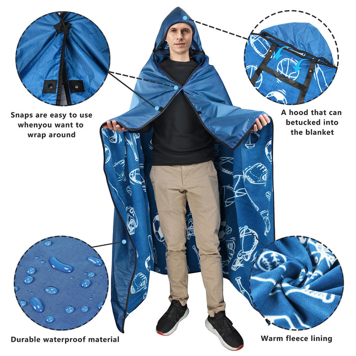 Portable Polar Fleece Waterproof Stadium  Blanket