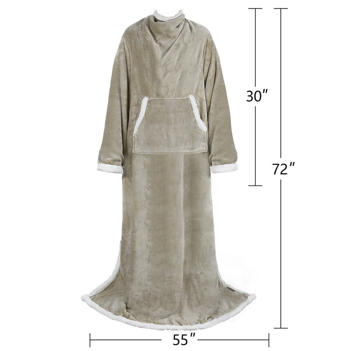 Classic Sherpa Wearable Blanket With Sleeve