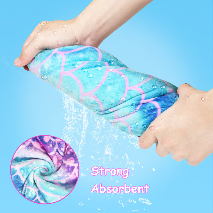 Catalonia Kids Mermaid Hooded Bath Towel for Girls Aged 2-6, 100% Cotton, Absorbent toddler towel poncho, Swim Changing Robe, Sand Proof