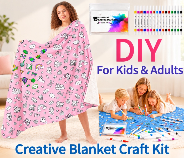 Craftikit — Color-In Blanket for Kids & Adults