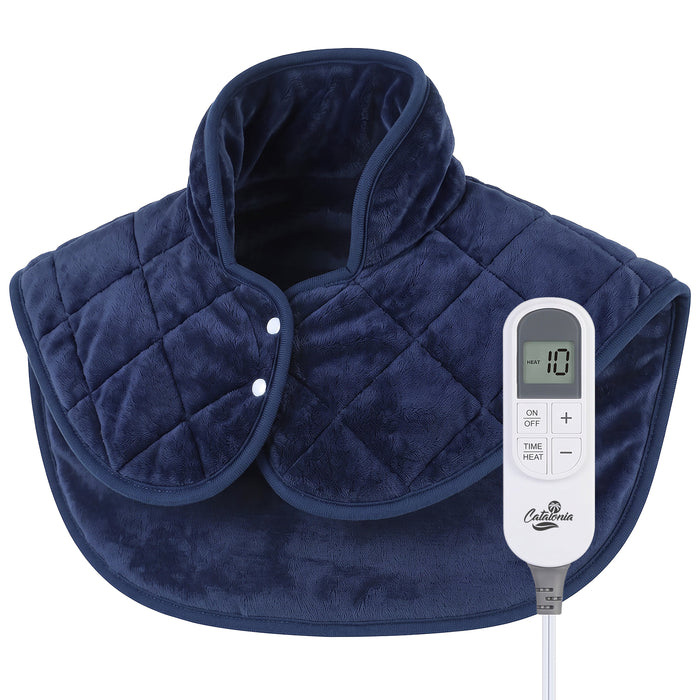 Catalonia Heated Shoulder Wrap, Soft Sherpa‑Lined Electric Shoulder Heating Pad for Neck & Shoulder Pain Relief for Home Office Blue
