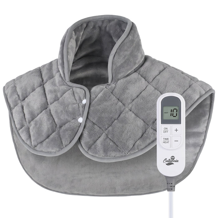 Catalonia Heated Shoulder Wrap, Soft Sherpa‑Lined Electric Shoulder Heating Pad for Neck & Shoulder Pain Relief for Home Office Blue