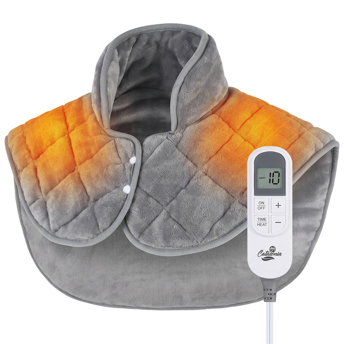 Catalonia Heated Shoulder Wrap, Soft Sherpa‑Lined Electric Shoulder Heating Pad for Neck & Shoulder Pain Relief for Home Office Blue