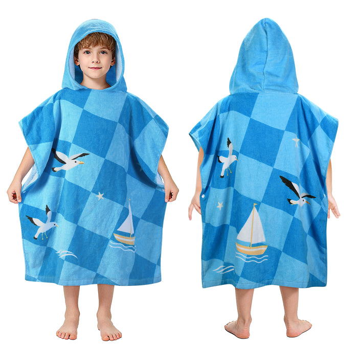 Catalonia Kids Mermaid Hooded Bath Towel for Girls Aged 2-6, 100% Cotton, Absorbent toddler towel poncho, Swim Changing Robe, Sand Proof