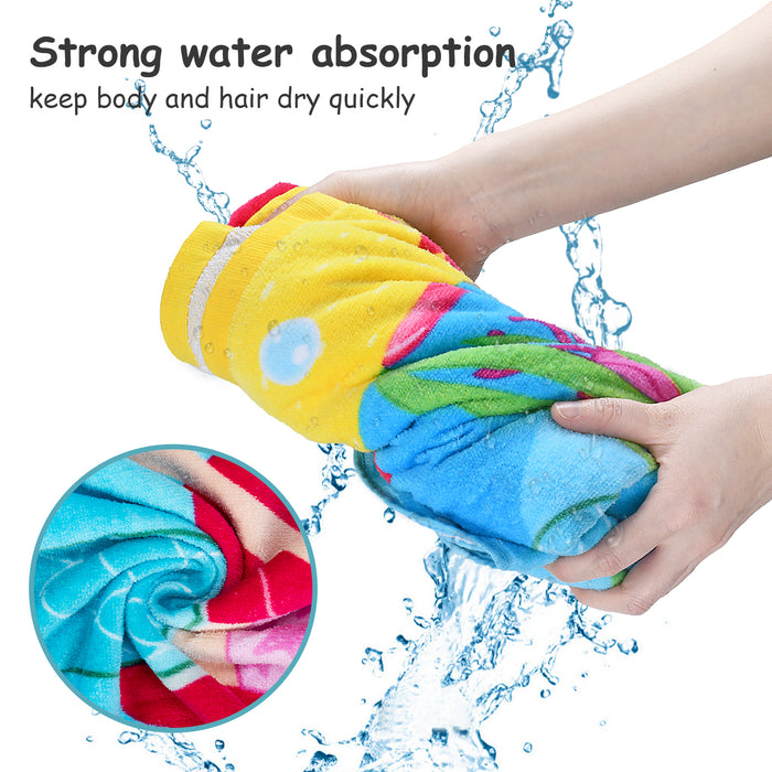 Catalonia Kids Mermaid Hooded Bath Towel for Girls Aged 2-6, 100% Cotton, Absorbent toddler towel poncho, Swim Changing Robe, Sand Proof