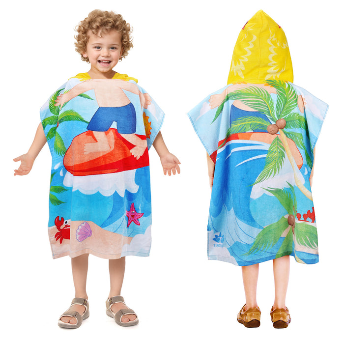 Catalonia Kids Mermaid Hooded Bath Towel for Girls Aged 2-6, 100% Cotton, Absorbent toddler towel poncho, Swim Changing Robe, Sand Proof