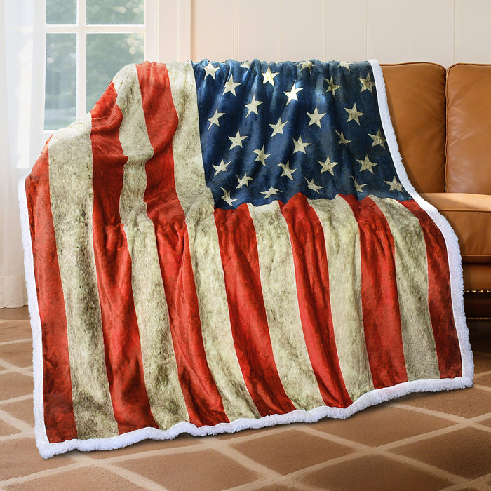 Flag Sherpa Throw Blanket